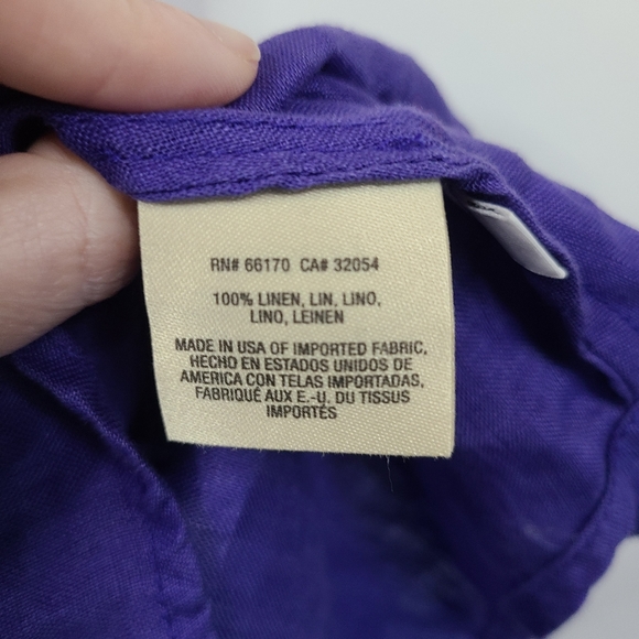 Maeve Purple Linen Tank Blouse Large - Picture 4 of 5